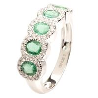 18ct white gold diamond emerald five stone ring 18dr431 e w