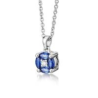 18ct white gold diamond round sapphire cluster pendant 18dp413 s w