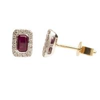 18ct White Gold Ruby and Diamond Rectangular Studs 18DER164-R-W