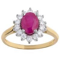 18ct gold ruby diamond oval cluster ring 51z60wg 9 ruby