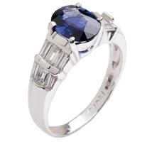18ct White Gold Diamond Sapphire Oval Shouldered Ring 18DR447-S-W