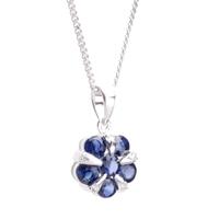 18ct White Gold Sapphire and Diamond Flower Pendant 18DP153-S-W