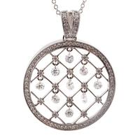 18ct Gold Dangle Diamond Disc Pendant P619W-18