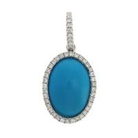 18ct white gold turquoise and diamond pendant 1262584