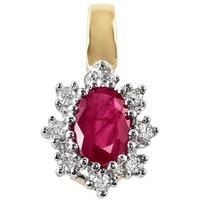 18ct White Gold Ruby and Diamond Cluster Necklace with Certification P4101075 W RUBY