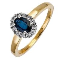 18ct Gold Diamond Sapphire Oval Cluster Ring 18DR254-S-2C