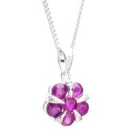 18ct White Gold Ruby and Diamond Flower Pendant 18DP153-R-W