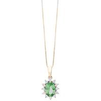 18ct Yellow Gold Oval Emerald and Diamond Cluster Pendant VP11401 18KY EM