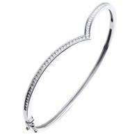 18ct White Gold Diamond Wishbone Bangle 18DBA124W