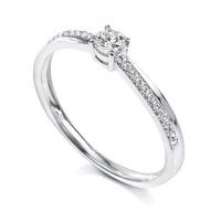 18ct White Gold Single Stone 0.20ct Diamond Shoulders Ring DDR107-3.7 M
