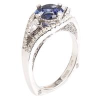 18ct White Gold Diamond Sapphire Oval Fancy Ring 18DR444-S-W