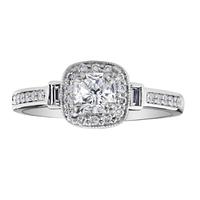 18ct White Gold Cushion Cut Diamond Shoulder Ring 3488WG-18