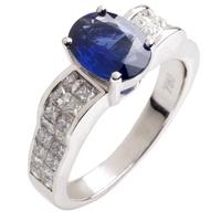 18ct White Gold Diamond Sapphire Oval Fancy Ring 18DR446-S-W