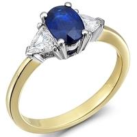 18ct Gold Single Stone Oval Sapphire and Diamond Ring 18DR252-S-2C