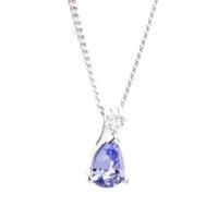 18ct White Gold Diamond and Tanzanite Pear Pendant 18DP146-TZ-W