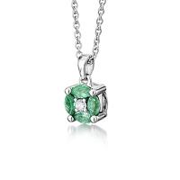 18ct White Gold Diamond and Emerald Round Pendant 18DP413-E-W