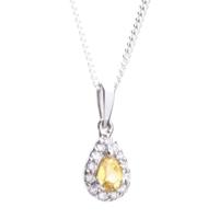 18ct white gold diamond yellow sapphire pear pendant 18dp145 ys