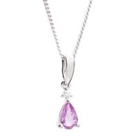18ct White Gold Diamond Pink Sapphire Pear Pendant 18DP143-PS-W