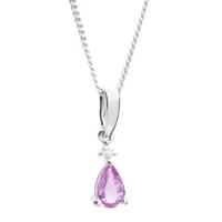 18ct white gold diamond pink sapphire pear pendant 18dp143 ps w