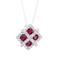 18ct white gold diamond and ruby fancy square pendant 18dp150 r w