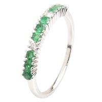 18ct White Gold Diamond Emerald Half Eternity Ring 18DR430-E-W
