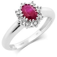 18ct White Gold Ruby and Diamond Cluster Ring with Certification R4101075 W RUBY