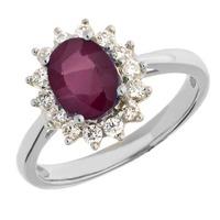 18ct White Gold Oval Ruby and Diamond Cluster Ring TR10143 18KW RUBY LC