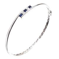 18ct White Gold Diamond Sapphire Crossover Bangle 18DBA131BS