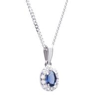 18ct White Gold Diamond and Sapphire Oval Pendant 18DP144-S-W