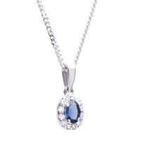 18ct white gold diamond and sapphire oval pendant 18dp144 s w