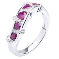 18ct White Gold Ruby Diamond Multi Stone Twisted Ring 18DR370-R-W