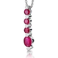 18ct White Gold Diamond and Ruby Graduated Pendant 18DP151-R-W