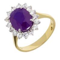 18ct Yellow Gold Oval Amethyst and Diamond Cluster Ring V236/AM/21319C