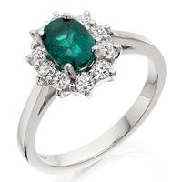 18ct white gold oval 068ct emerald and diamond cluster ring iw211e4161 ...