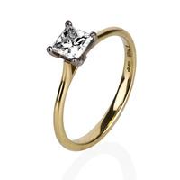 1888 Collection 18ct Gold 4 Claw Single Stone Princess-Cut Certificated Diamond Ring RI-141PC(.70CT PLUS)-D/SI2/0.73ct