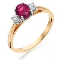 18ct Three Stone 0.60ct Ruby And Diamond Ring R84/R/19619C L