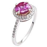 18ct White Gold Pink Sapphire Diamond Ring 18DR445-PS-W