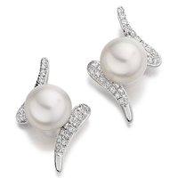 18ct White Gold Pearl and Diamond Earrings