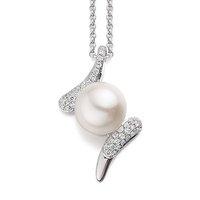 18ct white gold pearl and diamond pendant