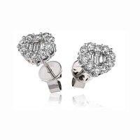 18ct White Gold and 0.75ct Total Dia Weight Heart Diamond Cluster Earrings