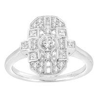 18ct White Gold and 0.61ct Diamond Cluster Rectangle Ring