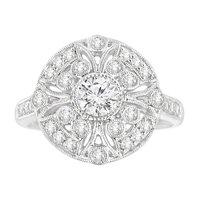 18ct white gold and 100ct diamond cluster vintage style ring