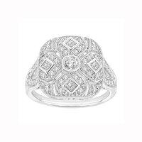 18ct white gold and 072ct diamond cluster vintage style ring