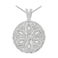 18ct White Gold and 1.25ct Diamond Cluster Vinatge Style Pendant