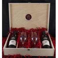 1937 Taylor Fladgate 80 years of Port (2 X 35cl) with two Taylors Port glasses.