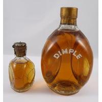 1960\'s Dimple Scotch Whisky (1/2 bottle) with 1950\'s Spring Cap Miniature