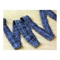 19mm woolly textured knitted fold over elastic denim blue