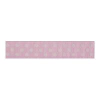 19mm Celebrate Grosgrain with Spots Ribbon White on Baby Pink