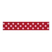 19mm Celebrate Grosgrain with Spots Ribbon Red