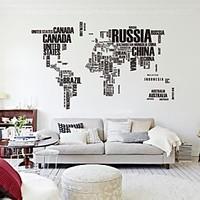 190cm116cm Large World Map Wall Stickers Original Zooyoo95ab Letters Map Wall Art Bedroom Wall Decals